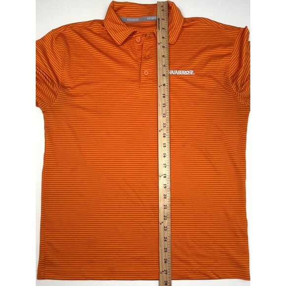 WHATABURGER Adult MEDIUM Orange Stripe S/S Polo SHIRT Uniform Employee Work READ - Picture 6 of 8